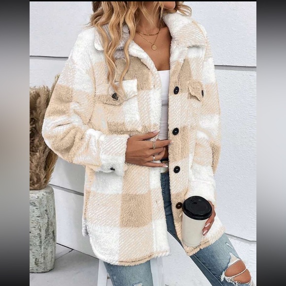 Cozy buffalo plaid button down teddy jacket - Picture 9 of 16
